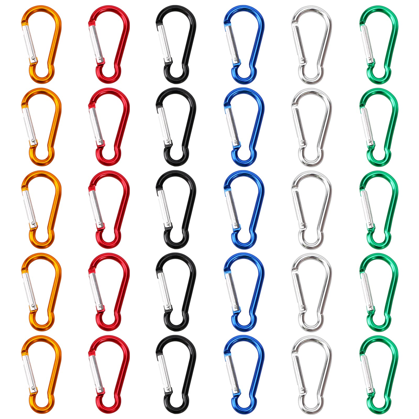 SAMLOO 30pcs Mini Aluminum Carabiner Spring Clip 2 Snap Hook Keychain for Outdoor Camping Hiking Fishing Traveling Backpack Bott