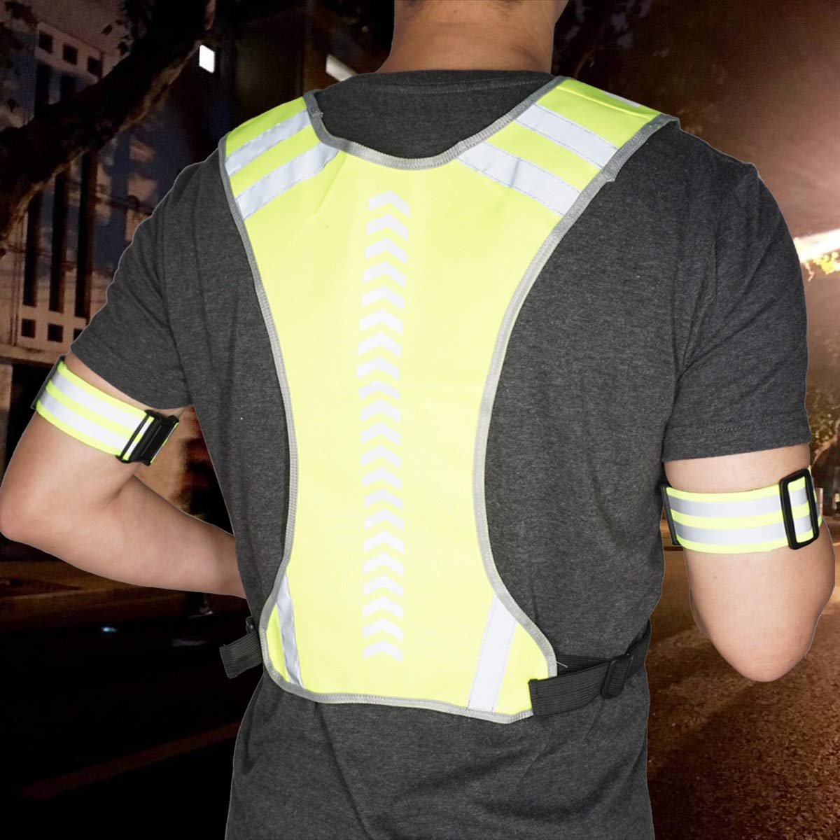 Tourun Reflective Running Vest Gear With Pocket For Women Men Kids, Safety Reflective Vest Bands For Night Cycling Walking Bicyc