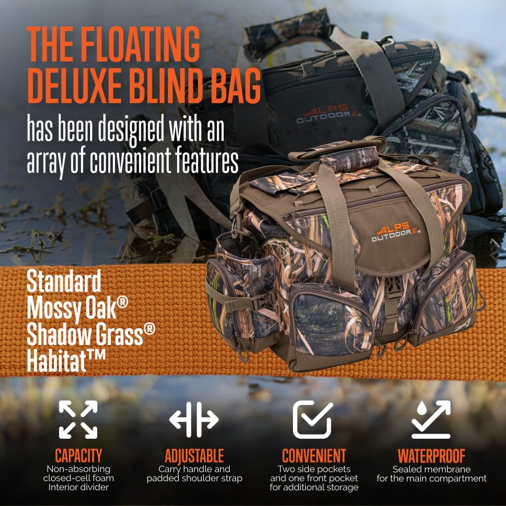 Alps Outdoorz Deluxe Floating Blind Bag - Standard Size, Mossy Oak Shadow Grass Habitat - Waterproof Hunting Duffel Bag, With Re