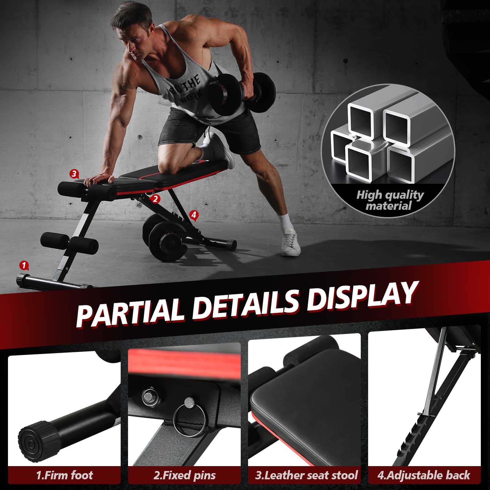 Orinar Weight Bench Press, Strength Training Adjustable Workout Benches For Full Body, Gym Benches For Incline Decline Exercise