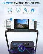 Cardirun Foldable Treadmill with Incline, Compact Walking Pad Treadmill with Safety Handle Bar, 3.0HP Quiet Under Desk Treadmill