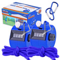 Hand Pitch Tally Counter Clicker -2 Pack Blue Handheld People Lap Counter Clickers With 2 Lanyard And 2 Carabiners- Manual Mecha