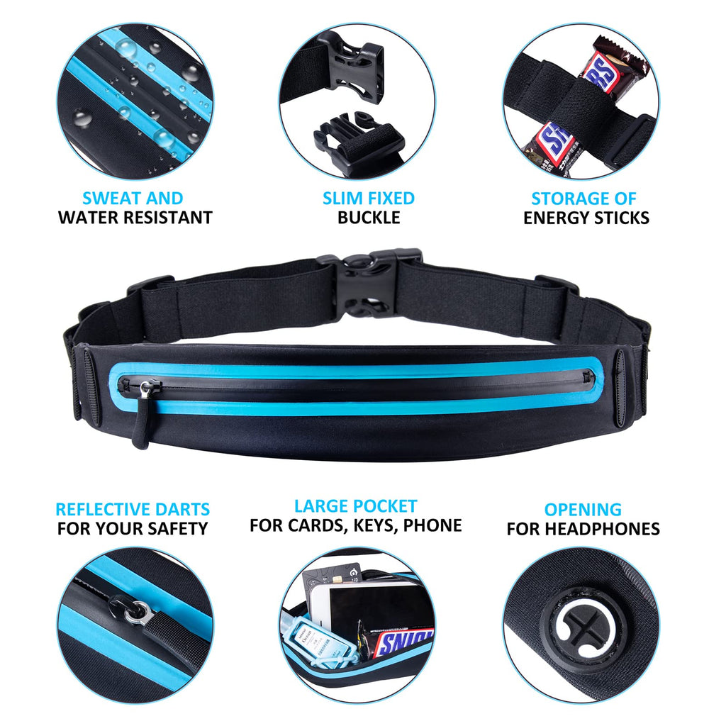 Filoto Running Belt, Running Waist Pack For Women  Men Usa Patented Hands-Free Reflective Runner Pouch Belt Fitness Workout Bag