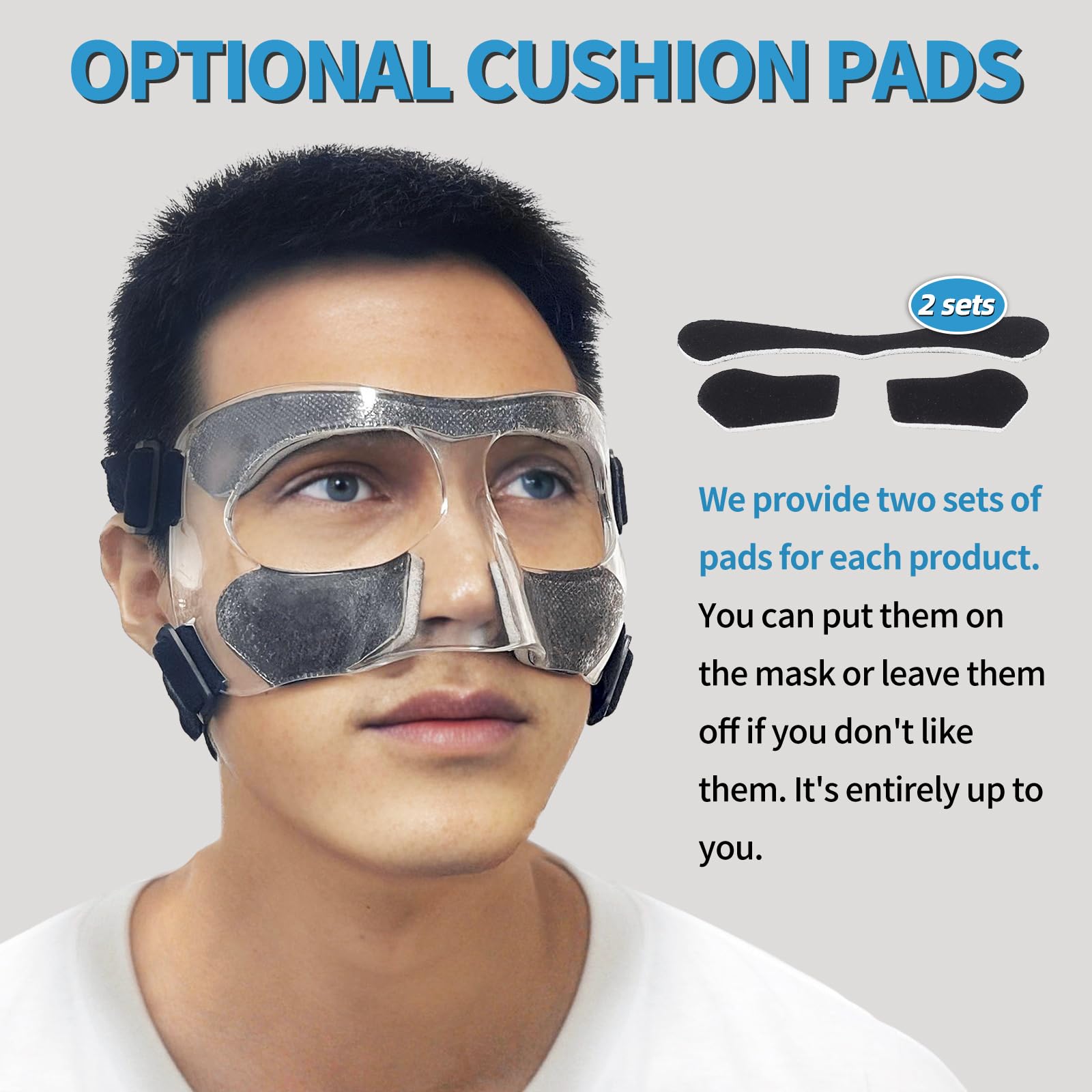 Hiaaro Nose Guard For Broken Nose, Face Shield Masks For Soccer, Basketball, And Other Sports Protect, Adjustable, And Clear For