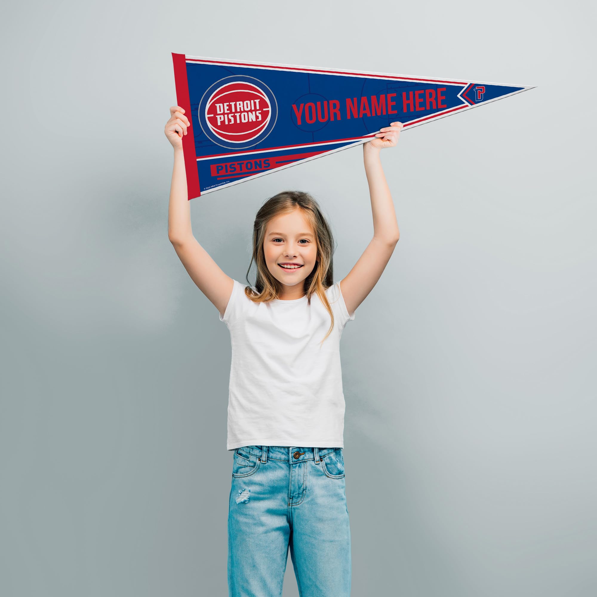 Rico Industries Nba Basketball Detroit Pistons Personalized - Custom 12'' X 30'' Soft Felt Pennant - Ez To Hang