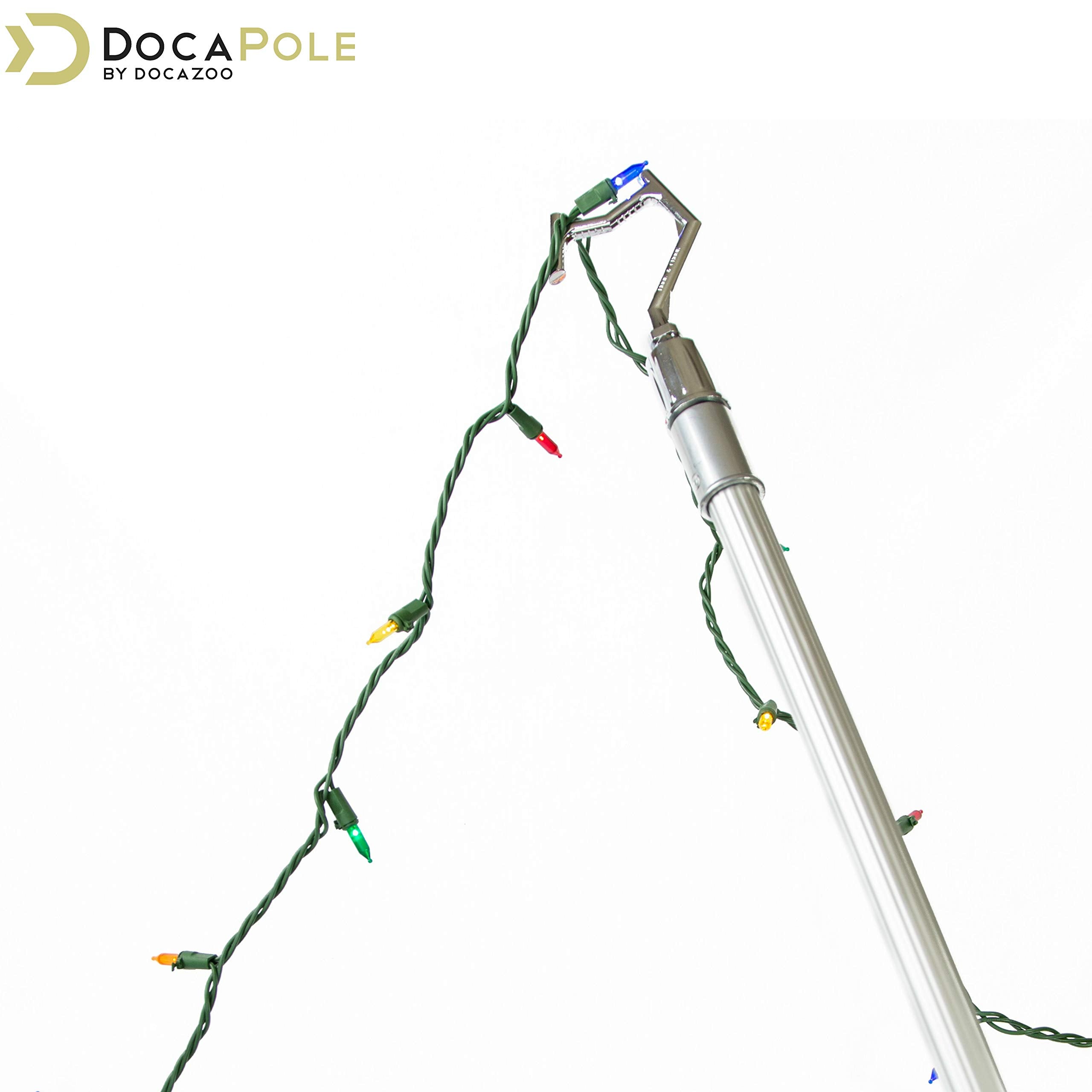 Docazoo Docapole Big-Reach Pole Hook Attachment For Extension Pole | Telescopic Pole Hook For Hanging Lights | Christmas Lights