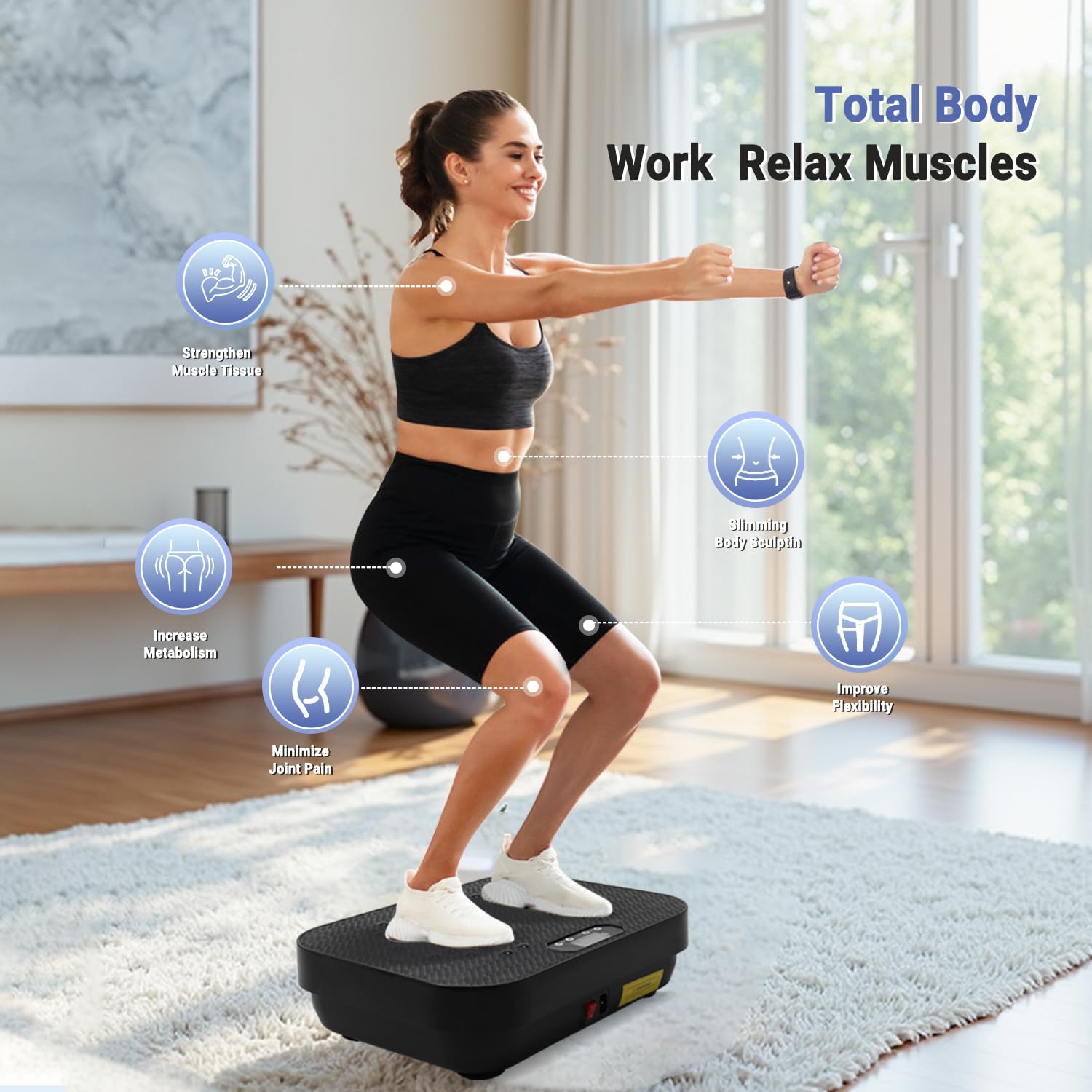 Todo Vibration Plate Exercise Machine Whole Body Vibration Machine With Remote Control For Pain Relief, Lymphatic Drainage, Weig