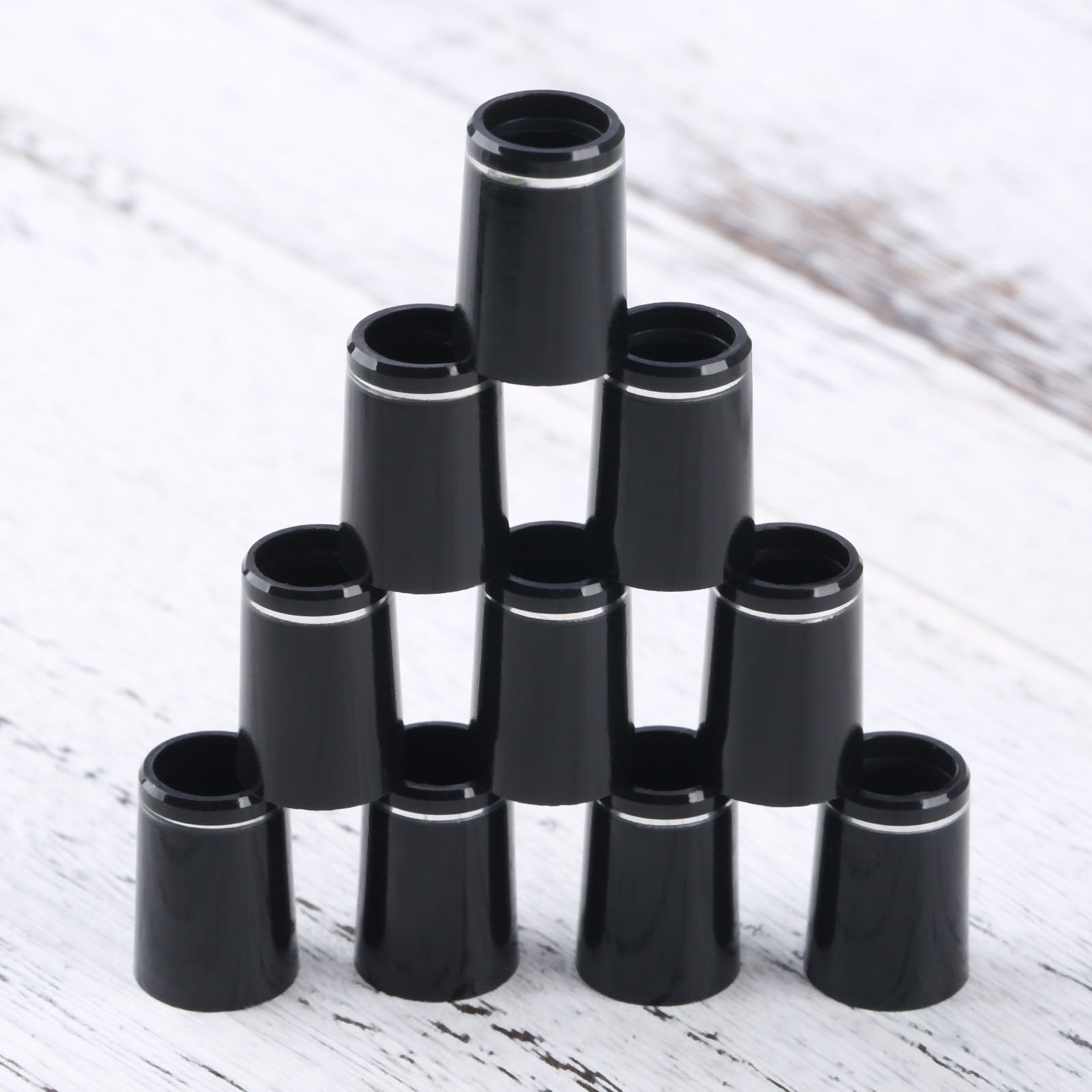 Muxsam 10Pcs .335 Black Golf Tapered Ferrules Compatible For Irons Shaft Universal With Single Silver Ring