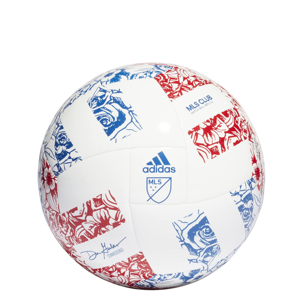 adidas MLS Club Soccer Ball, White/Power Blue/Team College Red, 3