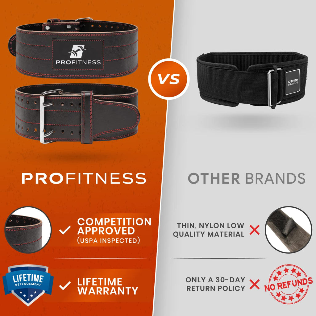 Weight Lifting Belts For Men And Woman Leather Weightlifting Belt Comes (Black/Red, Medium)