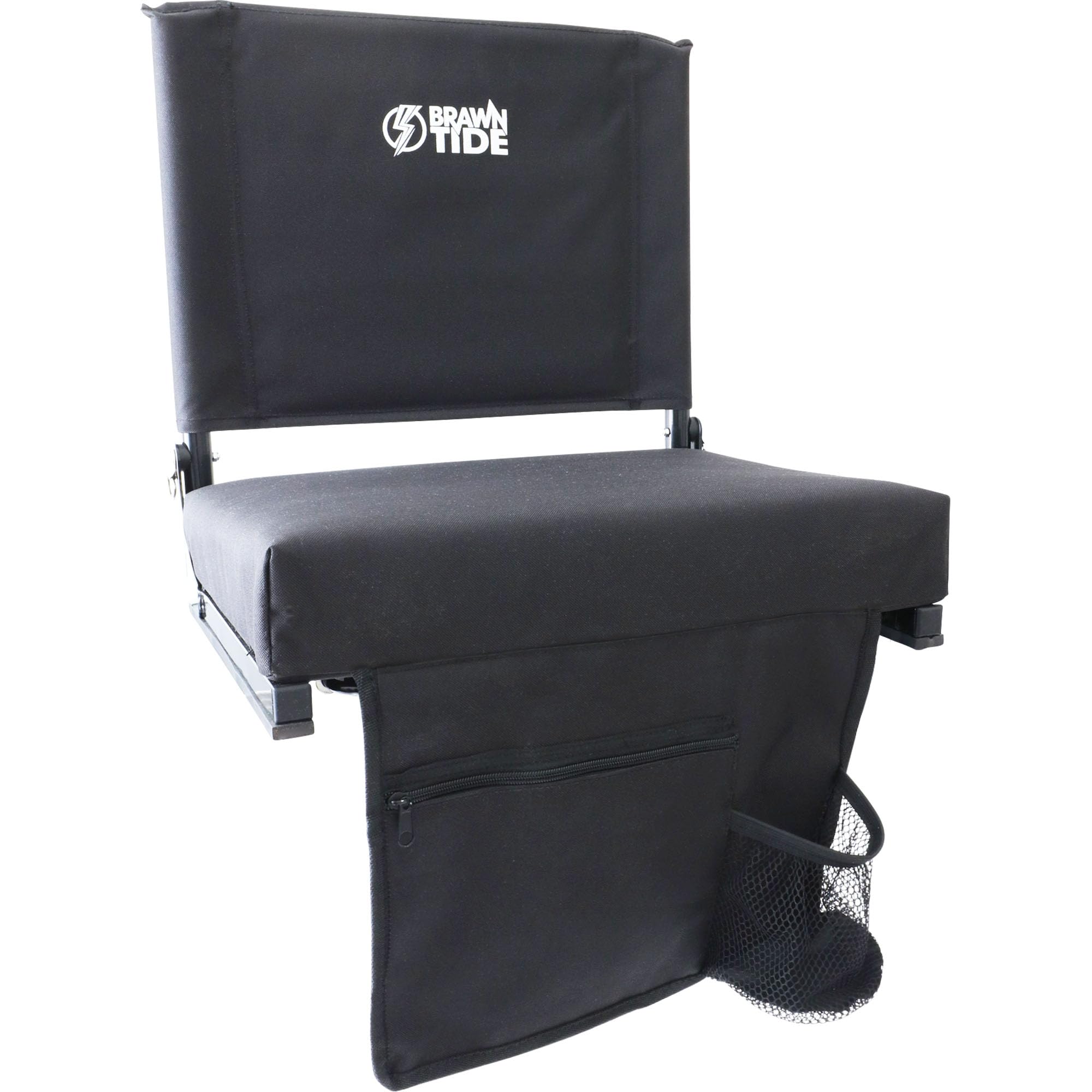 BRAWNTIDE Wide Stadium Seat Chair - Extra Thick Cushion, Portable, Light, Ideal for Back Support, Sporting Events, Includes 2 Bl