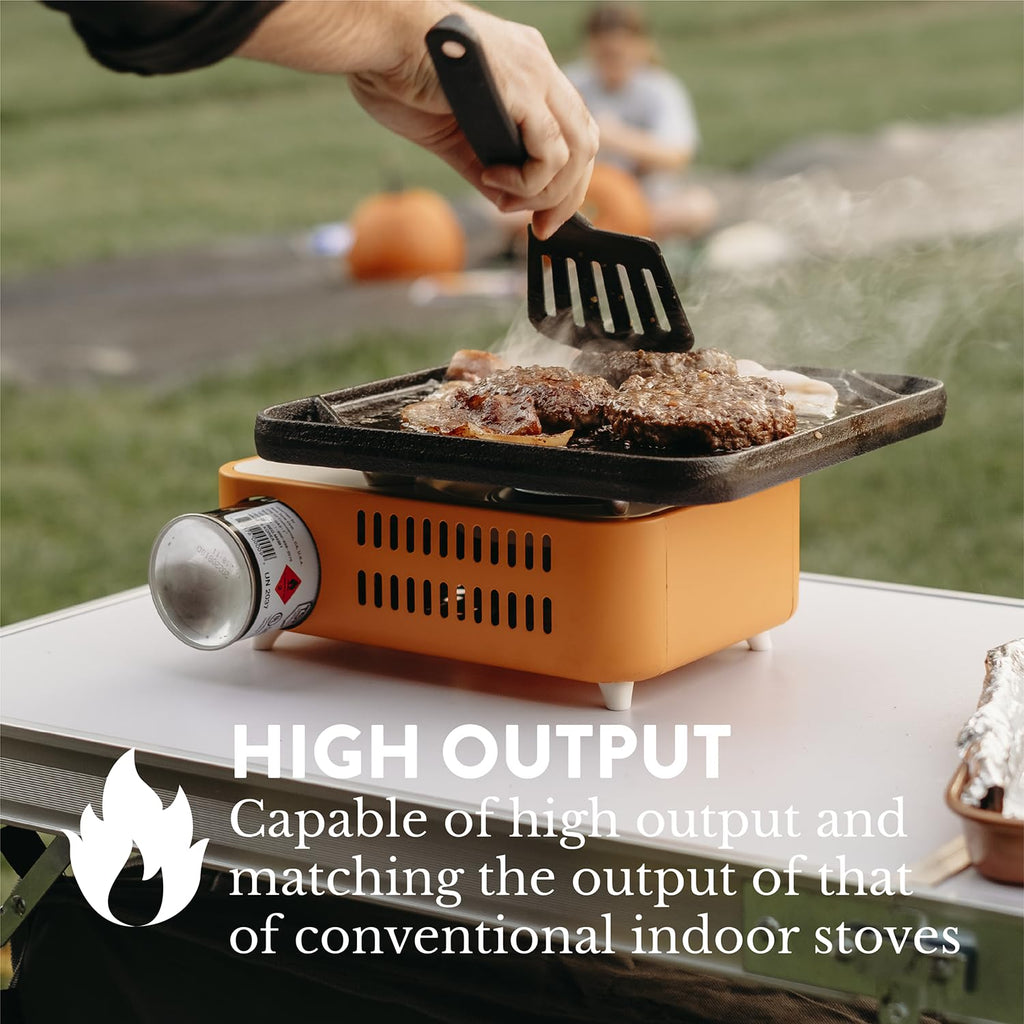 Gas One Butane Fuel Camp Stove - Crate Series - Mini Stove For Camping, Hiking - Portable Gas Stove With Spiral Flame - Even Hea
