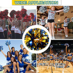 Lovecheer 2Pcs Pom Poms Cheerleading Blue And Gold Metallic Cheer Pom Poms With Baton Handle For Sports Team Spirit Party Cheeri