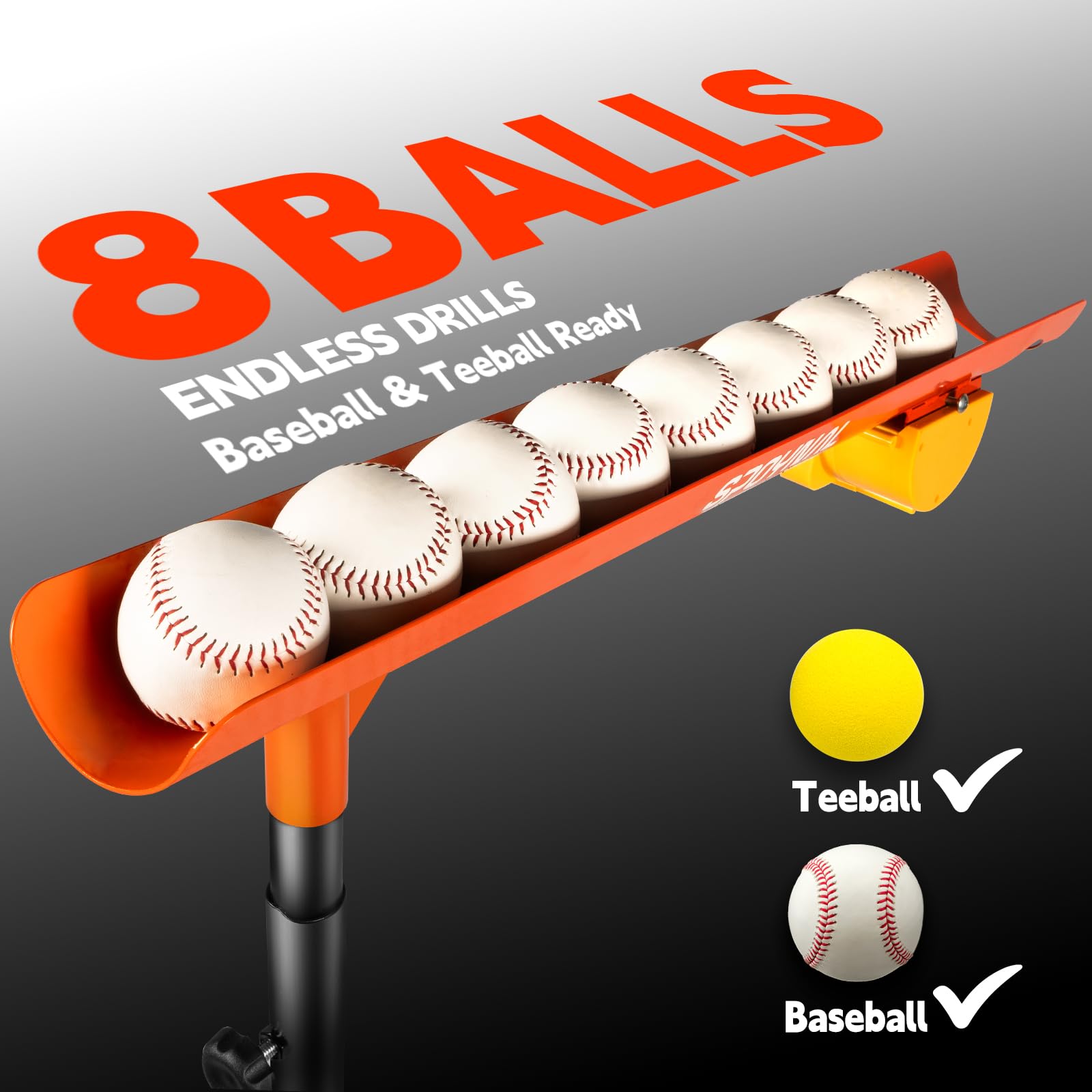 Spoynal Baseball Auto Soft Toss Trainer With Rebound Net - Adjustable Height 52 ''-72 '', 8-Ball Capacity, 6/8/10S Auto-Drop, Re