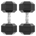 Hex Dumbbell Rubber Encased Strength Training Dumbbells, Hand Weight For Workout & Exercise/Pair of 60LB