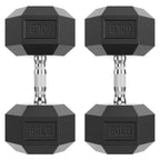 Hex Dumbbell Rubber Encased Strength Training Dumbbells, Hand Weight For Workout & Exercise/Pair of 60LB