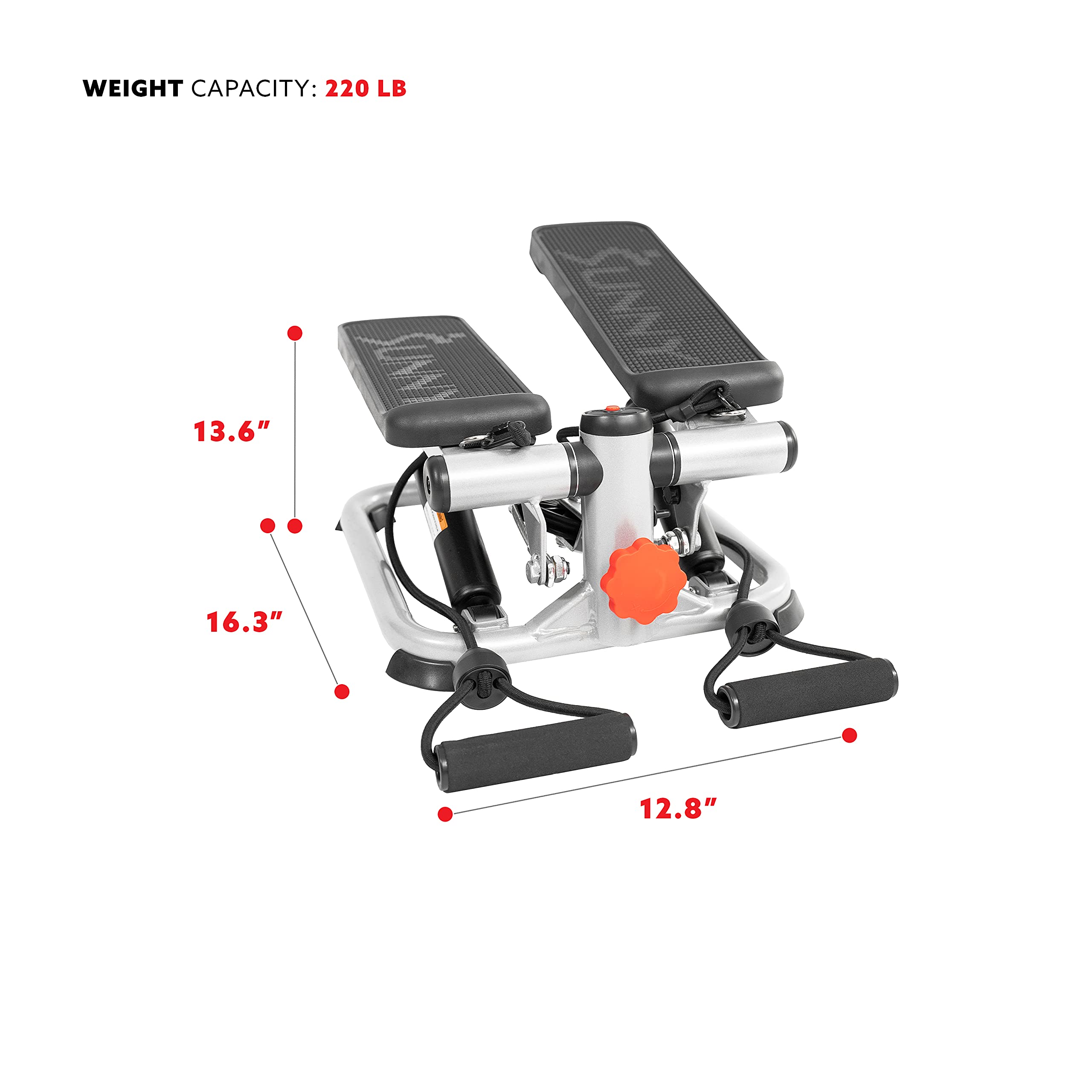 Sunny Health & Fitness Total Body 2-In-1 Mini Stair Stepper, Step Machine For Exercise At Home Workout, Adjustable Hydraulic, Lc