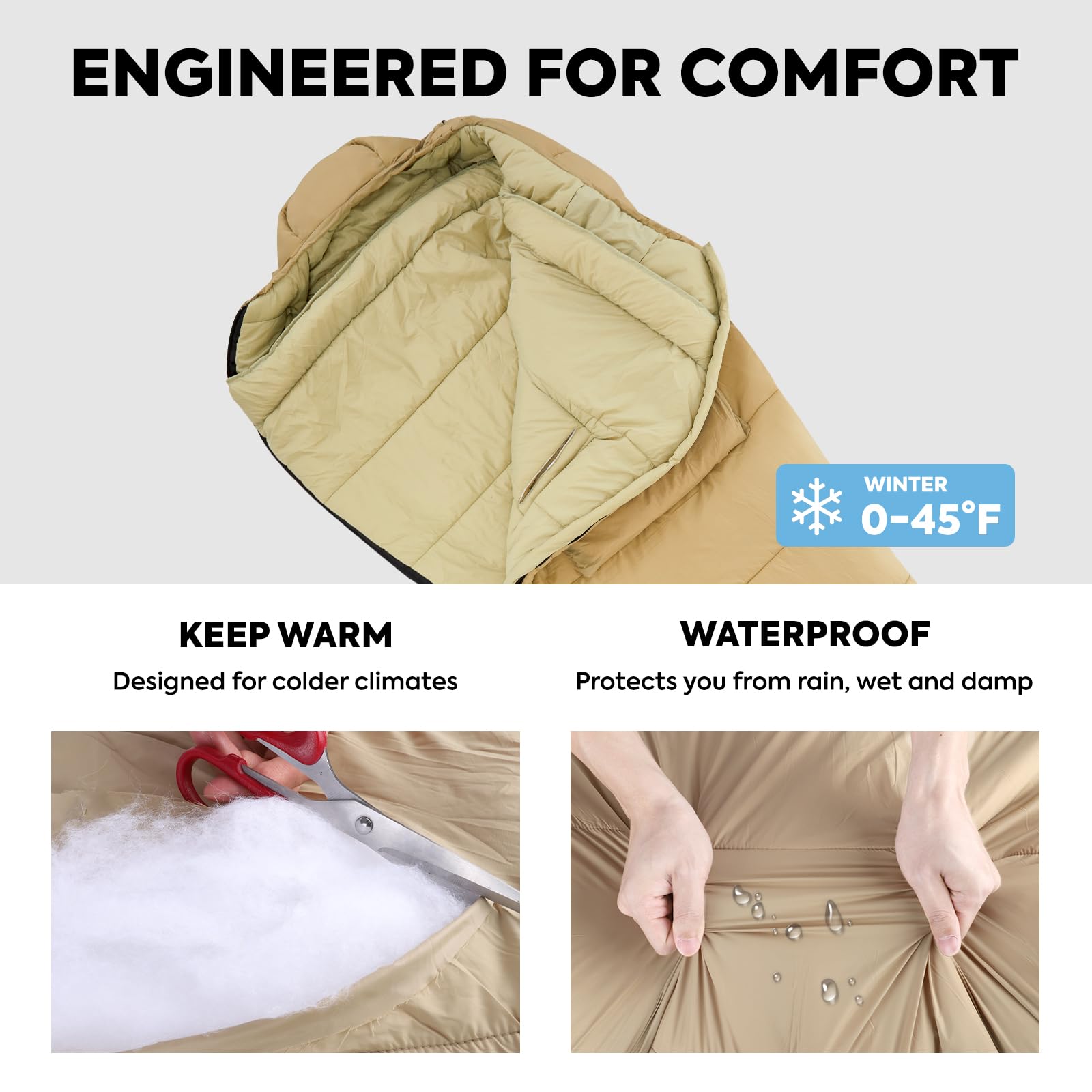 Iceco Xl Sleeping Bags For Adults, 10?F Camping Sleeping Bag Cold Weather, 3 Seasons Backpacking Sleeping Bag, Warm & Washable M