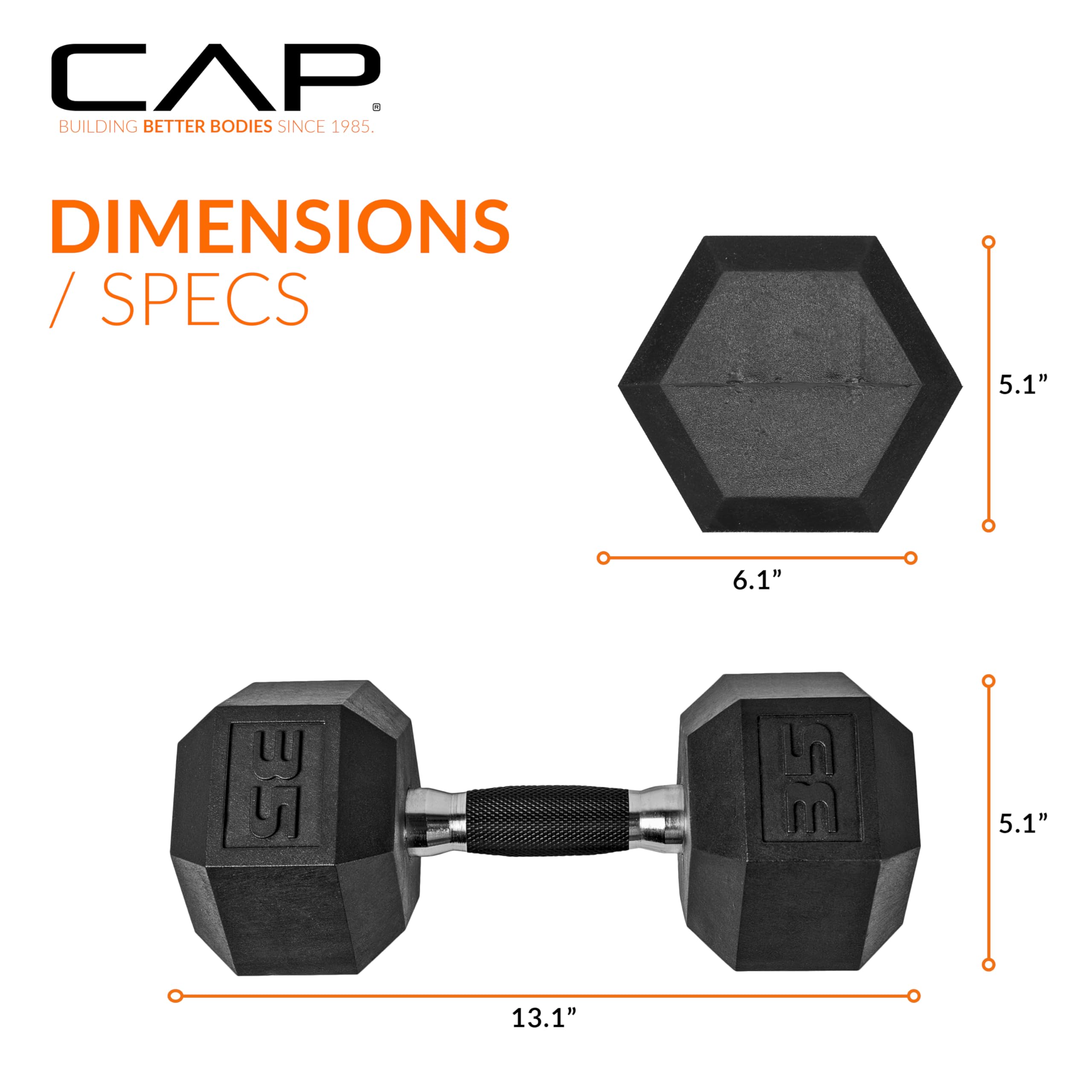 Cap Barbell 35 Lb Coated Hex Dumbbell Weight Pair With Padded Grip