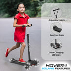 Hover-1 Solaris Kick Scooter with Multicolor Wheel Lights, 4.5    Front Wheels, Rear Foot Brake, and 110 Pound Weight Capacity