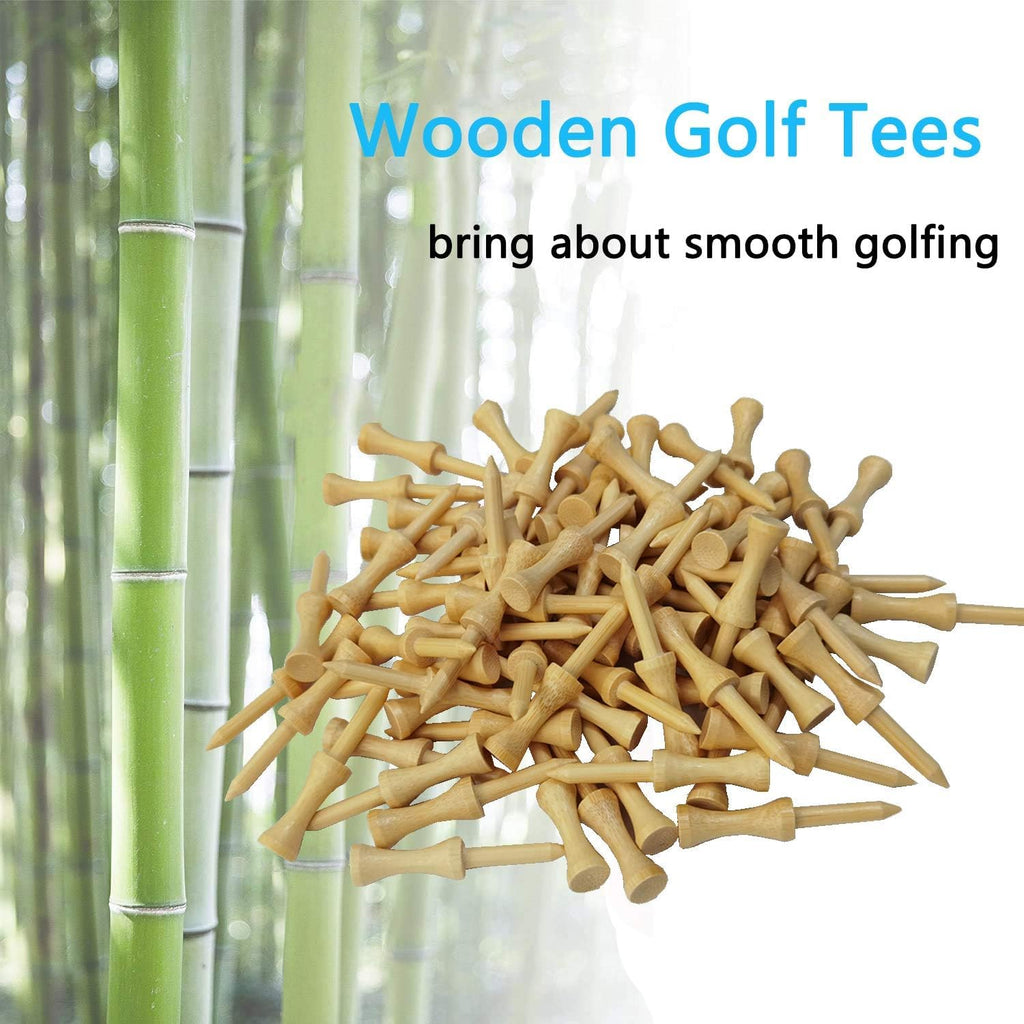 Zivisk Bamboo Golf Tees 2-3/4 Inch 100 Count Wooden Tall Step Down Castle Tees Golf (Natural Color)