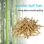 Zivisk Bamboo Golf Tees 2-3/4 Inch 100 Count Wooden Tall Step Down Castle Tees Golf (Natural Color)