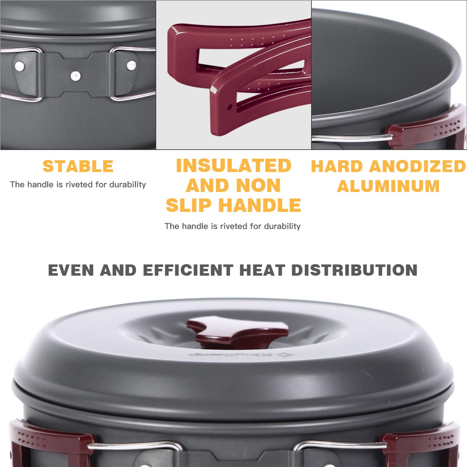 Kingcamp 15Pcs Aluminum Camping Cookware Set Open Fire Cookware Backpacking Cooking Mess Kit Lightweight Camping Pans And Pots K