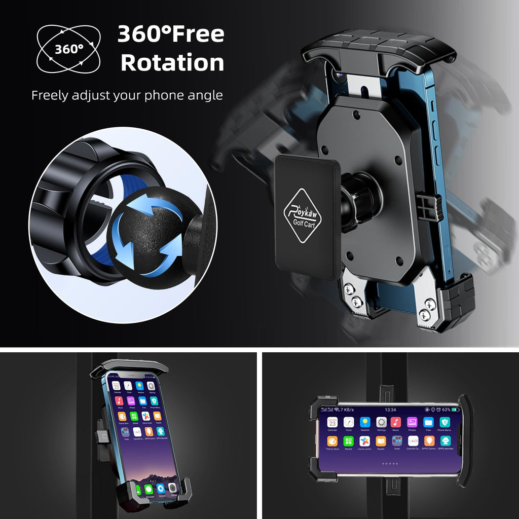 Roykaw Golf Cart Magnetic Phone Holder Mount Compatible With Ezgo/Club Car/Yamaha, Compatible With Iphone/Galaxy/Google Pixel, U