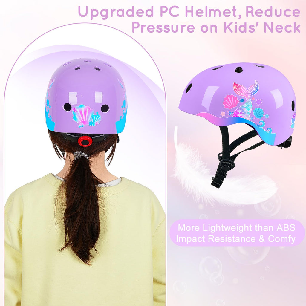 Toddler Bike Helmet Kids Helmet Knee Pads and Elbow Pads Set Adjustable Protective Gear Set with DIY Stickers for Girls Age 3-5-