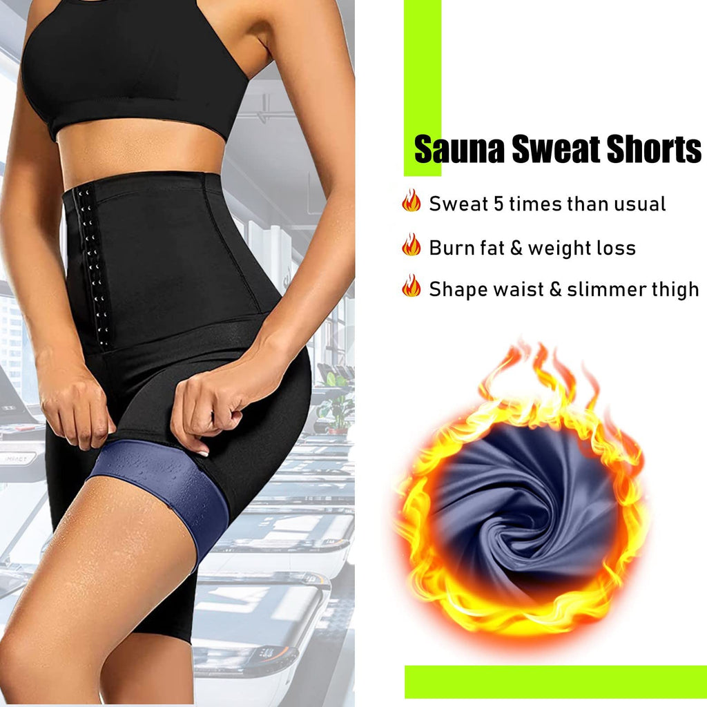 Huiming Sauna Sweat Shorts For Women High Waisted Thermo Waist Trainer Slimming Leggings Pants Body Shaper (Small/Medium)