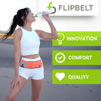 FlipBelt Classic Running Belt for Phone and Small Accessories, Exercise Waist Pouch for Women and Men, Midnight Blue, M