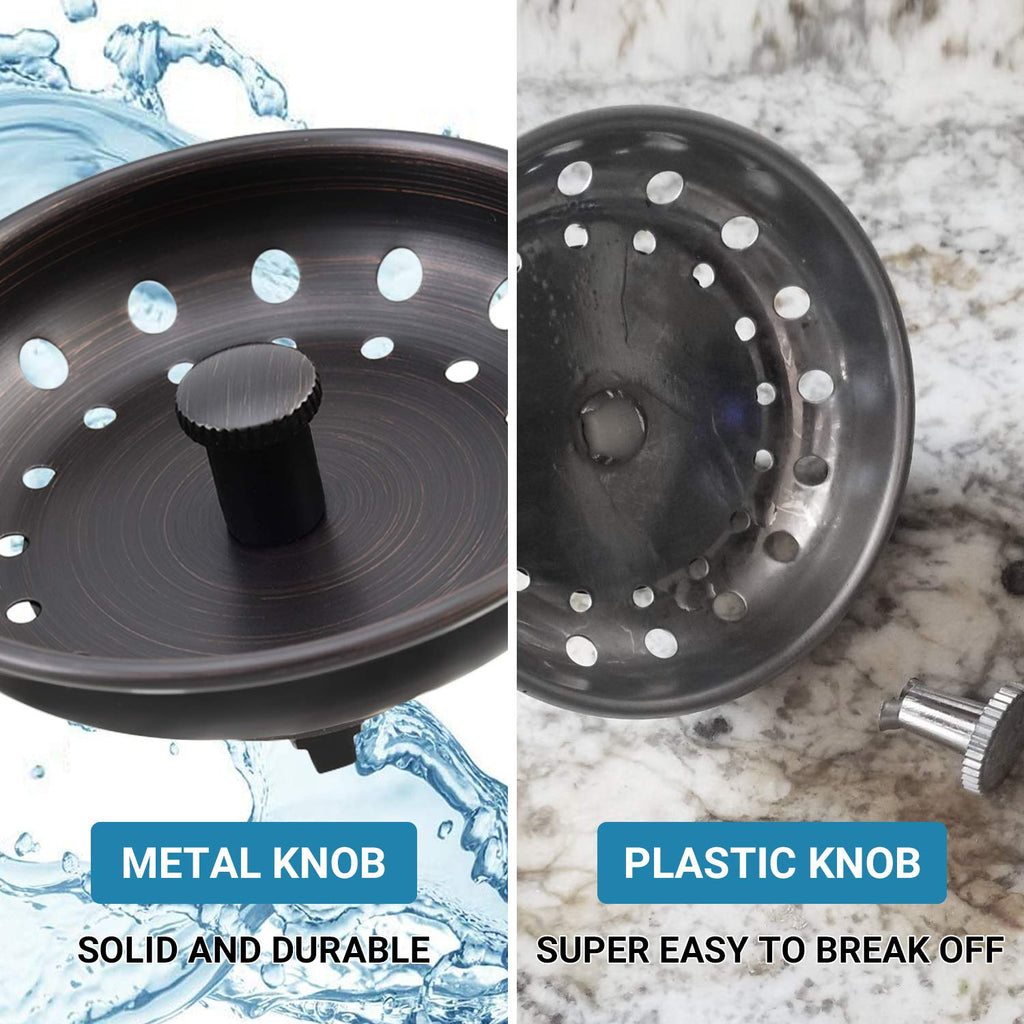 Kone Kitchen Sink Stopper And Strainer 2 Pack Oil Rubbed Bronze Sink Basket Strainer Replacement For Standard 3-12 Inch Drain, S