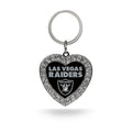 Las Vegas Raiders Rhinestone Heart Keychain MKH1760LV Las Vegas Raiders Rhinestone Heart Keychain