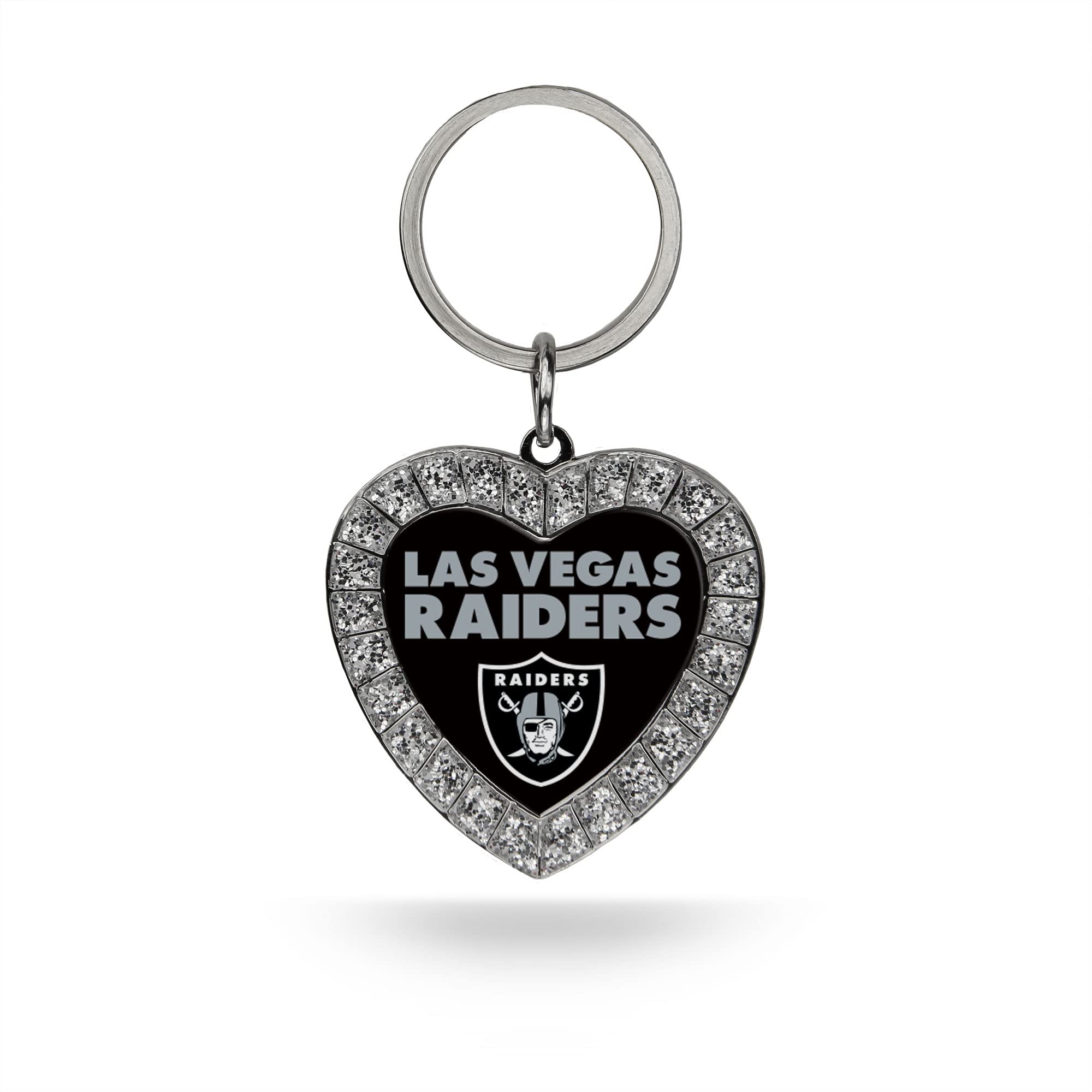 Las Vegas Raiders Rhinestone Heart Keychain MKH1760LV Las Vegas Raiders Rhinestone Heart Keychain