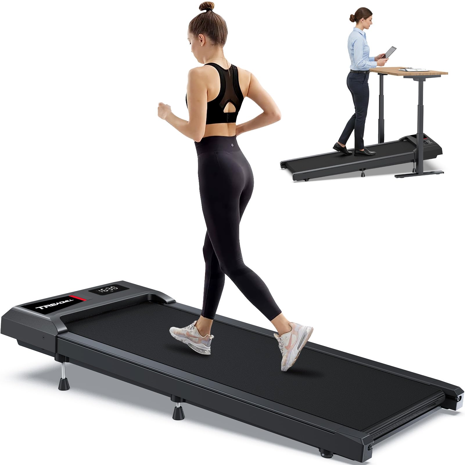 Cozyinn Under Desk Walking Pad Treadmill With 10% Incline, Quiet Portable Walking Pad For Home Office Small Space, 265Lb Capacit