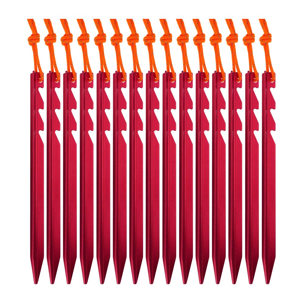 Anygear 7075 Aluminum Tent Stakes 15 Pack - Ultralight Tri-Beam Tent Pegs With Reflective Rope - Essential Tent Accessories For 