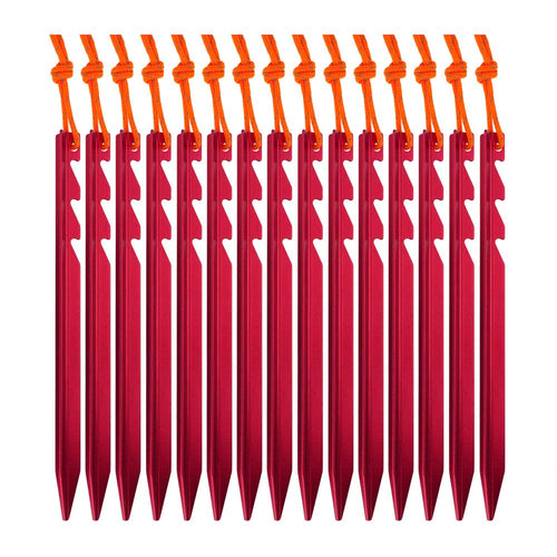Anygear 7075 Aluminum Tent Stakes 15 Pack - Ultralight Tri-Beam Tent Pegs With Reflective Rope - Essential Tent Accessories For 
