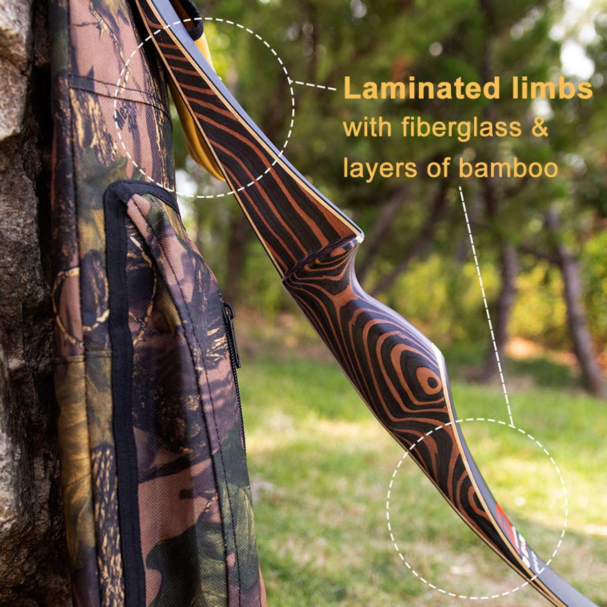 Deerseeker Outdoor Archery 54 Traditional Bow Hunting Longbow With Bamboo Core Limbs Handmade Recurve Bow Rh/Lh For Targeting Pr