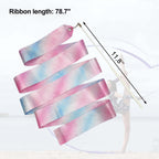 Medsuo 2Pcs 78.7Inch Gymnastic Ribbon Sparkling Dance Ribbon Twirling Baton Long Ribbon Streamers Rhythmic Gymnastics For Kids A
