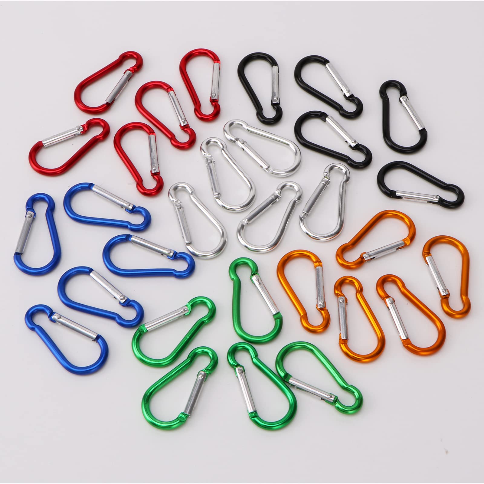 Samloo 30Pcs Mini Aluminum Carabiner Spring Clip 2'' Snap Hook Keychain For Outdoor Camping Hiking Fishing Traveling Backpack Bo
