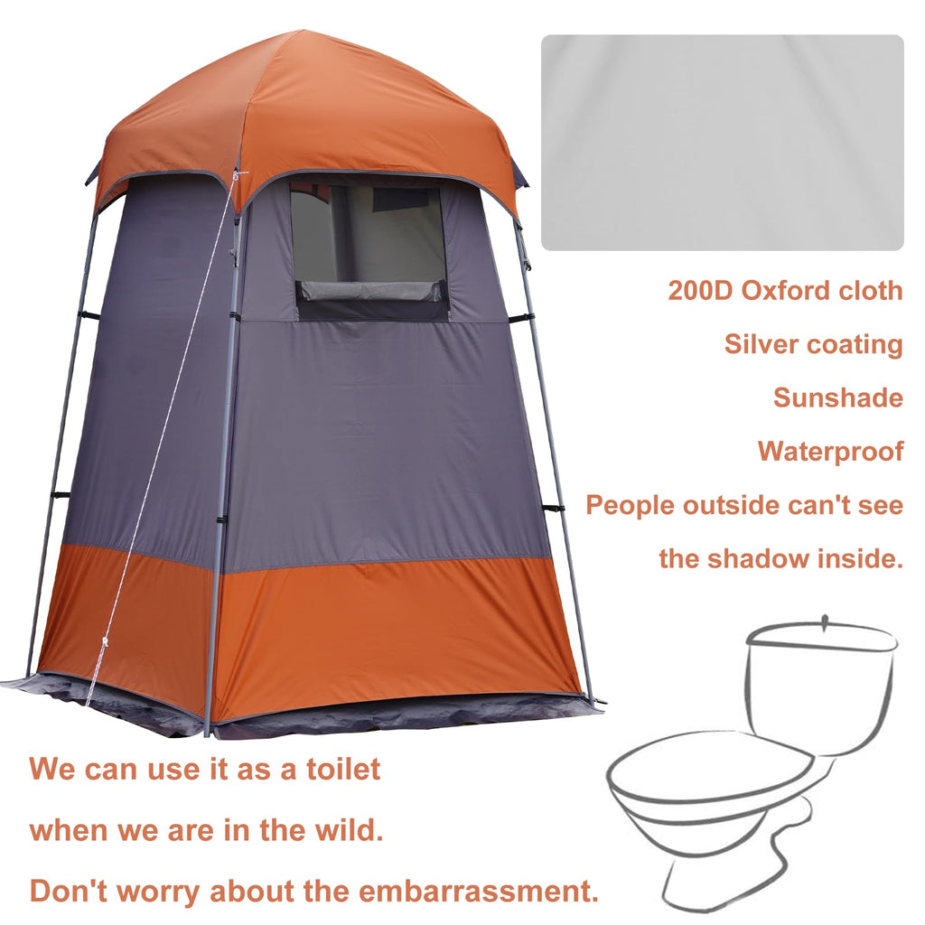 Outdoor Shower Tent Changing Room Privacy Portable Camping Shelters (Gray Orange)