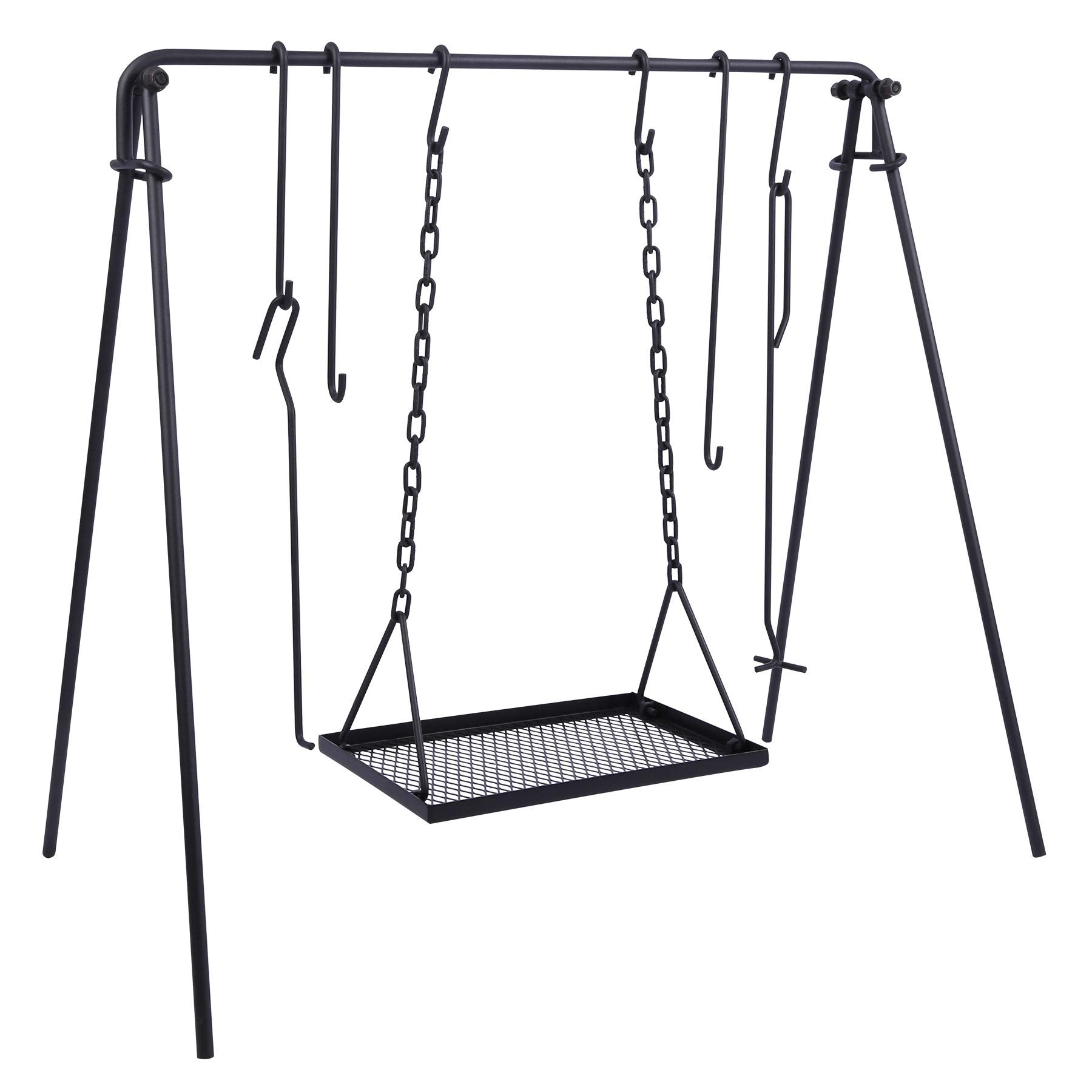 Redcamp Campfire Swing Grill Stand, Portable Hanging Cooking Grill Rack With Dutch Oven Lid Lifter & Hooks For Outdoor Bbq Picni