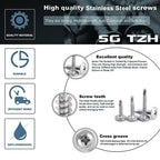 8 X 1-12 Sheet Metal Screws 100Pcs 410 Stainless Steel Truss Head Fast Self Tapping Screws By Sg Tzh