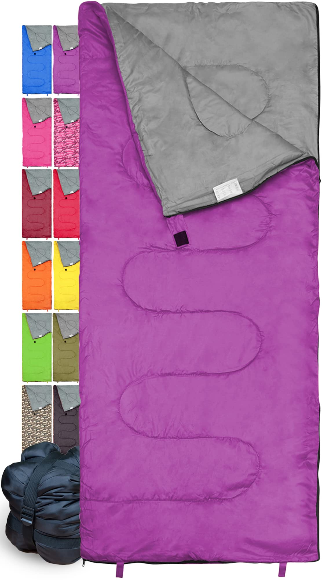 Lightweight Violet/Purple Sleeping Bag By Revalcamp. Indoor & Outdoor Use. Great For Kids, Youth & Adults. Ultralight And Compac