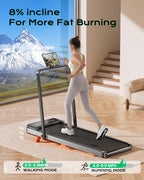 Treaflow Walking Pad,Treadmill With Incline For Home Office, 2.5Hp Portable Under Desk Treadmill With 265 Lbs Capacity,Remote Co