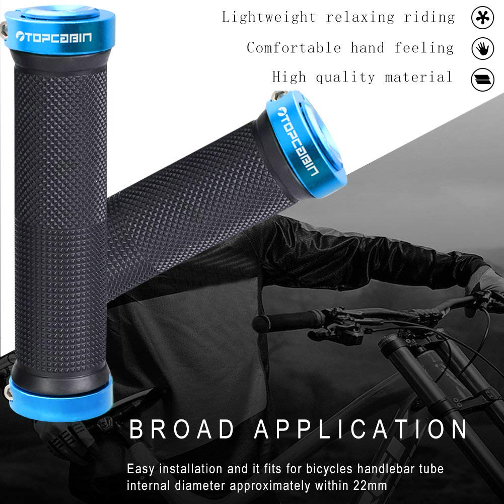 Topcabin Bicycle Grips,Double Lock On Locking Bicycle Handlebar Grips Rubber Comfortable Bike Grips For Bicycle Mountain Bmx (Na
