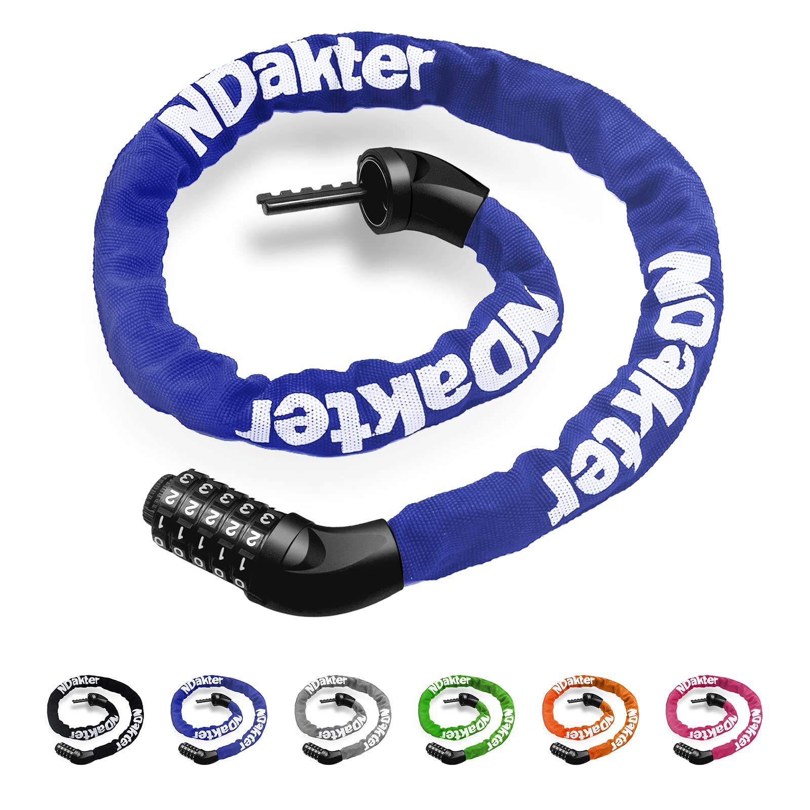 Ndakter Bike Chain Lock, 5-Digit Combination Anti-Theft Bicycle Lock, 32 Feet Long Security Resettable Bike Locks Heavy Duty For