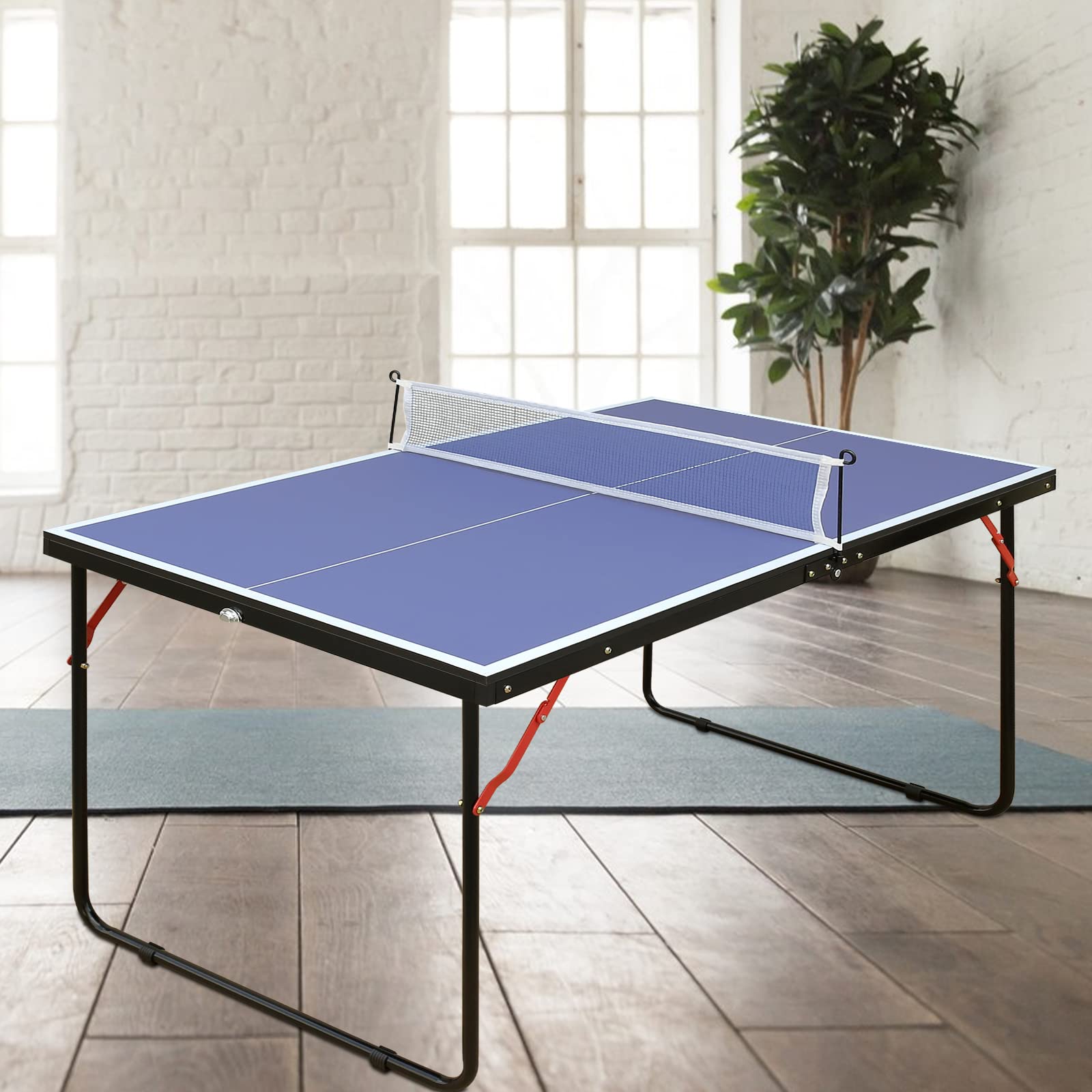 Hookung Table Tennis Table Ping-Pong Tables Set - 100 Preassembled Foldable & Portable Ping Pong Family Game Tables For Outdoor