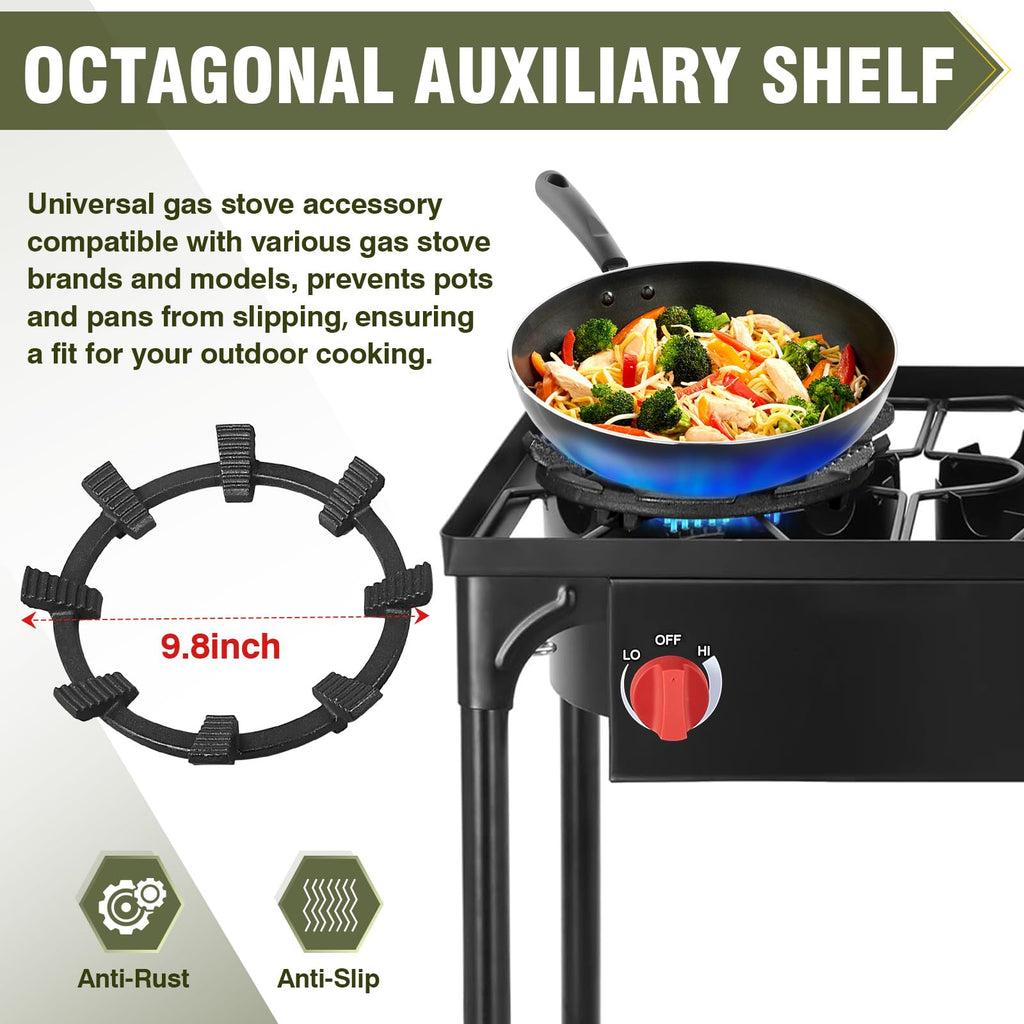 Bestfire 3 Burners Camping Stove For Cooking Outdoor, 225,000 Btu Propane Burners With Ignition Wire&Removable Legs, Temperature