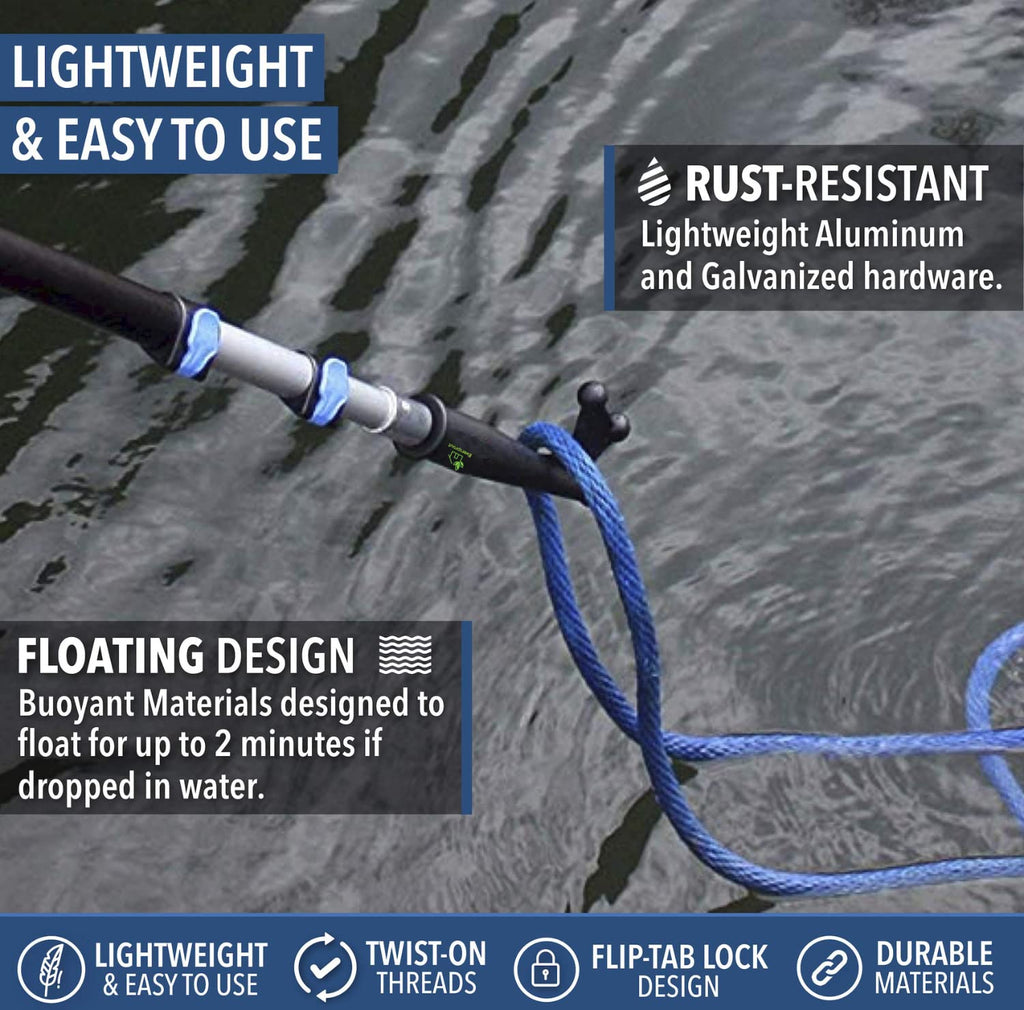Eversprout Boat Hook Attachment For Extension Pole | Floats & Super Strong Design | Big Reach For Docking | Twists Onto 3/4-Inch